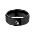 personalized presents for friends – black tungsten crawler crane wedding band