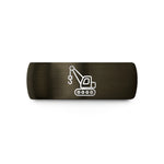 personalized presents for friends – gunmetal & black tungsten crawler crane wedding band