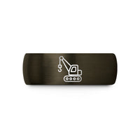 personalized presents for friends – gunmetal & black tungsten crawler crane wedding band