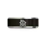 best friend ring ideas – black & grey tungsten farmhouse wedding band