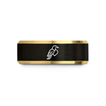 presents for him ideas – black & gold tungsten india heart wedding band