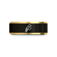 presents for him ideas – black & gold tungsten india heart wedding band