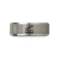 unique grandma present ideas – black & grey tungsten paper trimmer wedding band