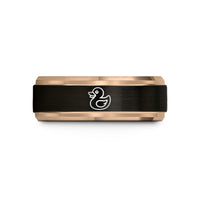 personalized rings for grandma – black & rose gold tungsten rubber duck debugging wedding band