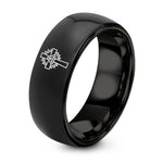 Day Mothers Gift for Grandma – black tungsten thorns cross ring