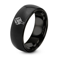 Day Mothers Gift for Grandma – black tungsten thorns cross ring