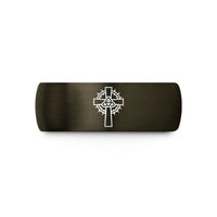 unique grandma presents – gunmetal & black tungsten thorns cross wedding band
