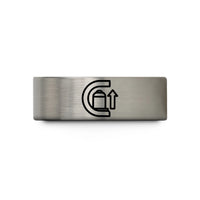 sister present ideas 2023 – blue & silver tungsten carbon capture icon wedding band