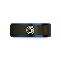 best presents for sisters – gunmetal & blue tungsten carbon capture icon wedding band