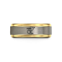 unique rings for her – black & gold & silver tungsten gaba molecule wedding band