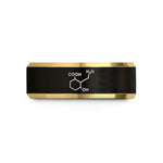 engraved rings for women – black & gold tungsten gaba molecule wedding band
