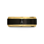 engraved rings for couples – black & gold tungsten guitar f holes wedding band