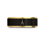 engraved rings for couples – black & gold tungsten guitar f holes wedding band