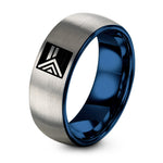 Day Mothers Gift for Sister – blue & grey tungsten progress pride flag ring