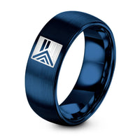 Day Mothers Gift for Sister – blue tungsten progress pride flag ring
