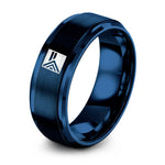 Day Mothers Gift for Sister – blue tungsten progress pride flag ring