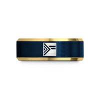 sister present for her – gold & blue tungsten progress pride flag wedding band