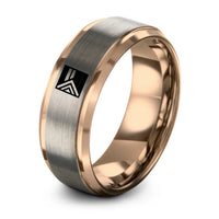rose gold tungsten progress pride flag ring