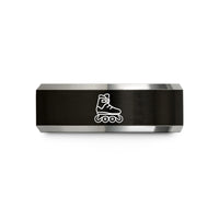 personalized jewelry for couples – black & grey tungsten inline skates wedding band