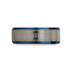wedding ring for her – black & blue & gray tungsten longboard trucks wedding band
