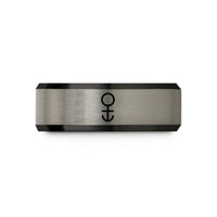 best present for women – black & blue & gray tungsten uranus planet glyph wedding band