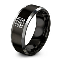 mom daughter present ideas – black & grey tungsten double decker bus ring