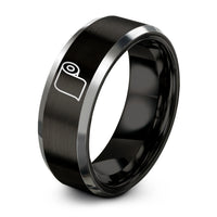 Day Mothers Gift from Daughter – black & gray tungsten pattern paper roll ring