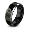 Pattern Paper Roll – Tungsten Wedding Band, 8 mm, Black, Silver Comfort-Fit Unisex