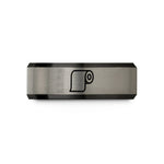 presents for daughter mom – black & silver tungsten pattern paper roll wedding band