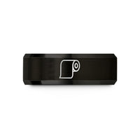 custom rings for her – black tungsten pattern paper roll wedding band