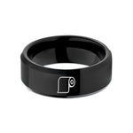 unique presents for mom – black tungsten pattern paper roll wedding band