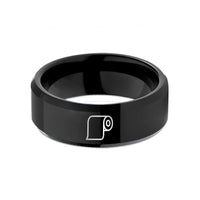 unique presents for mom – black tungsten pattern paper roll wedding band