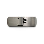 unique presents for mom – gunmetal & silver tungsten pattern paper roll wedding band