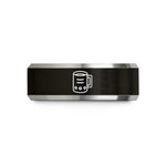 presents for mom ideas – black & gray tungsten charcoal chimney wedding band
