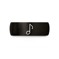 engraved rings for her – black tungsten grace note wedding band