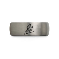 thoughtful presents for women – blue & silver tungsten splitboarder uphill skinning wedding band