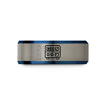 unique present for women – blue & grey tungsten bench power supply wedding band