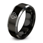 unique mom present ideas – black & silver tungsten constellation heart pattern ring