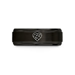 best present for mom – black & rose gold tungsten constellation heart pattern wedding band