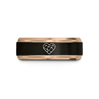 special presents for moms – black & rose gold tungsten constellation heart pattern wedding band
