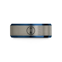 unique presents for mom – black & blue & gray tungsten single arrow circle wedding band
