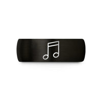 customized keepsakes for moms – black & rose gold tungsten sixteenth notes wedding band