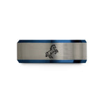 personalized jewelry for her – black & blue & grey tungsten stallion horse rearing wedding band