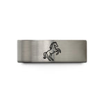 stylish rings for women – black & blue & gray tungsten stallion horse rearing wedding band