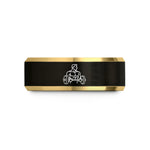 tungsten rings for couples – black & gold tungsten beast mode barbell wedding band