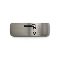 unique presents for mom – black & gray tungsten cutting torch wedding band