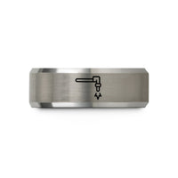 engraved presents for women – black & gray tungsten cutting torch wedding band