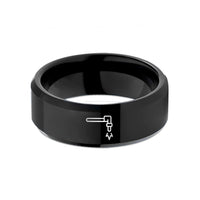 custom rings for women – black tungsten cutting torch wedding band