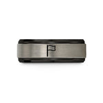 engraved rings for couples – black & grey tungsten distress flag wedding band