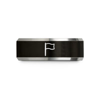 unique present ideas female – black & silver tungsten distress flag wedding band